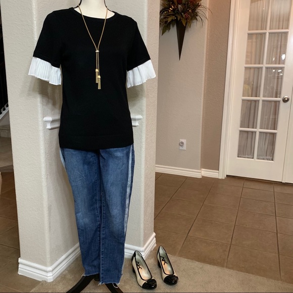 7 for all mankind blue skinny denim cropped tuxedo striped jeans Size 24 - Picture 2 of 15